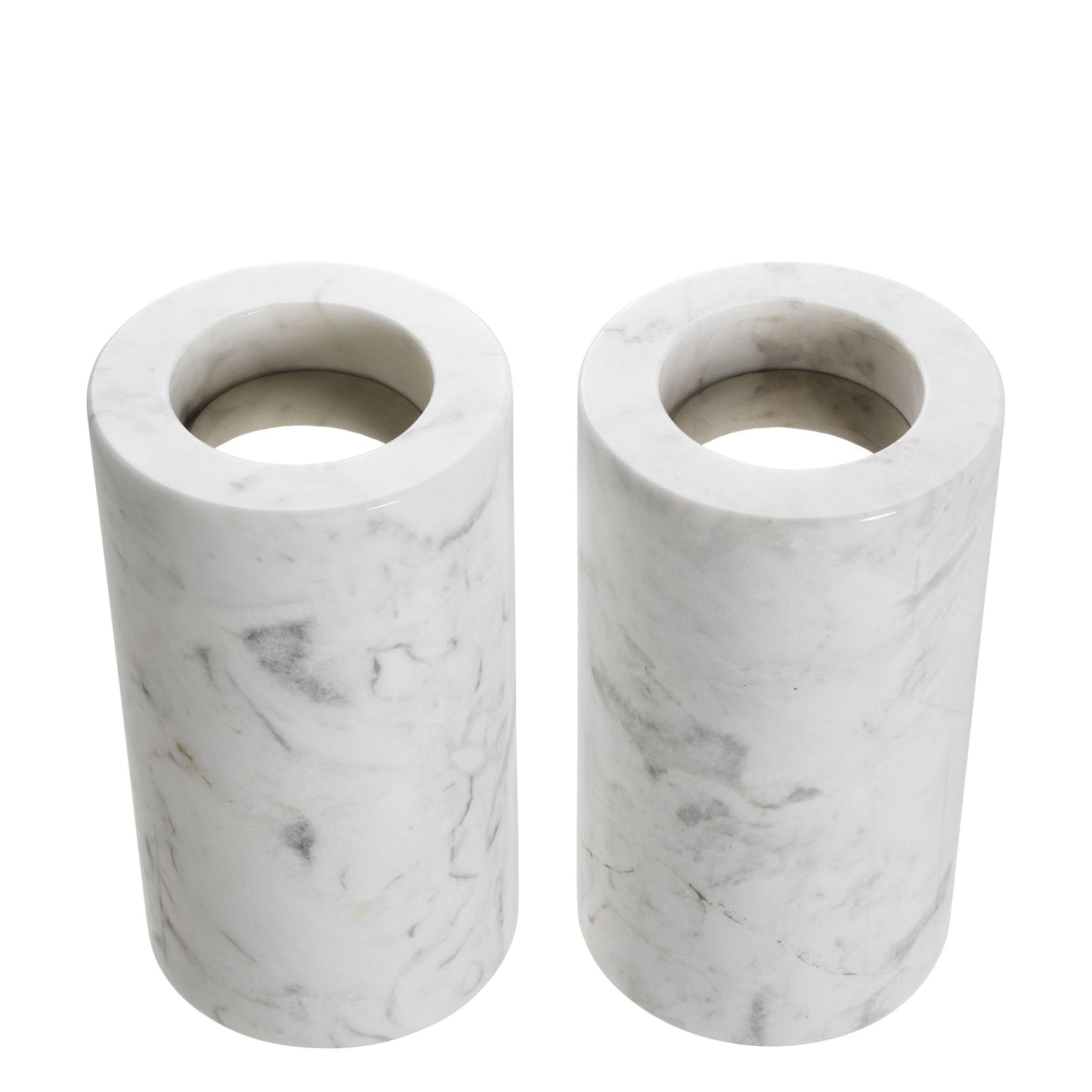 Tealight holder tobor M white marble set of 2