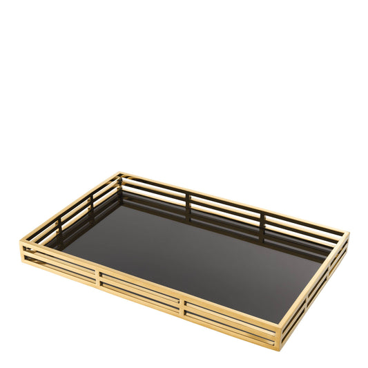 Tray Giacomo Gold finish | black mirror glass